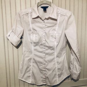 Fitted white button-up